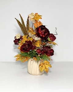 ELEGANT FLORAL ARRANGEMENT FALL HARVEST THANKSGIVING TABLE DECORATION GIFT NEW - Picture 1 of 10