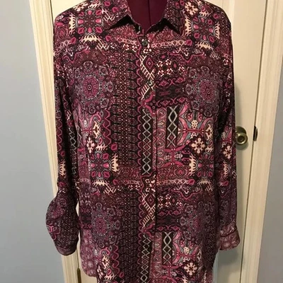 BLUSA VAN HEUSEN FEMININA TAMANHO G BOTÕES COM MANGAS COMPRIDAS NOVA - Imagem 1 de 2