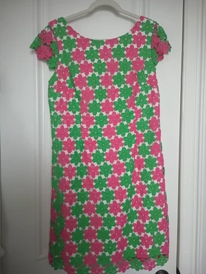Vestido Lilly Pulitzer Barbaran Dois Tons Verdadeiramente Peta Novo Verde Renda Shift - Imagem 1 de 4