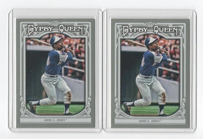 Hank Aaron 2013 Topps Gypsy Queen #250 w/sleeves HALL OF FAMER 2 card lot - Image 1 of 2
