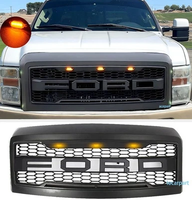 Grelha para Ford F250 F350 F450 Grill 2008 09 2010 Super Duty grade de malha com letra - Imagem 1 de 4