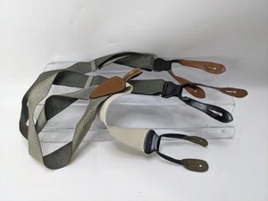 Trafalgar Hosenträger Abstrakt Karo Leder Akzente mit Schwarz Braun Leder EUC - Bild 1 von 12