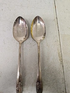 2 Vintage Tudor Plate Oneida Community Silver Plated Large Spoons  - Picture 1 of 5