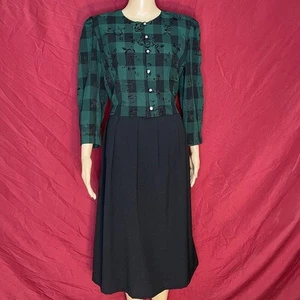 Vintage Miss Dorby smaragdgrün Burnout Samt Rose Overlay Kleid Gr. 12 - Bild 1 von 13