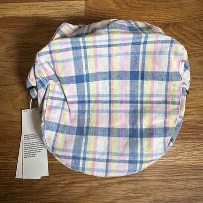 Janie and Jack Plaid Newsboy Hat Size 2-3T Blue Pink Yellow Preppy Easter Spring - Image 1 of 4