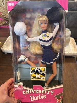 Mattel 1996 Barbie Cheerleader University of Michigan Doll NRFB #17398 - Image 1 of 4