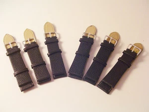 6X QUALITY LEATHER BLACK WATCH BANDS 20MM STRAPS AT WHOLESALE PRICES! S72 - Picture 1 of 1