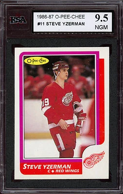 1986-87 OPC HOCKEY #11 STEVE YZERMAN KSA 9.5 N-GEM-MINT DETROIT RED WINGS Card - Image 1 of 2
