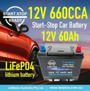 Stop-Start Lithium Car Battery D23 12v 60Ah 660CCA f Ford Jeep suzuki Honda suba - Picture 1 of 5