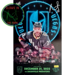 Alec Martinez Vegas Golden Knights 31/12/22 foto firmata brillante 11x17 Gameday certificato di autenticità - Foto 1 di 8