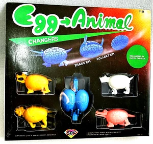 Transforming Animal Egg Vending Machine Prize Display Header Card 1980s NOS New - Picture 1 of 3