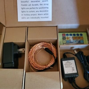 (5) LED String Lights 100 LED Copper Wire Warm White Dim. w/Remote Radiance 33ft - Picture 1 of 2