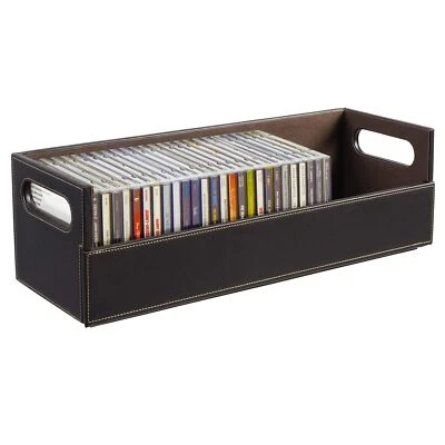 	Caja de almacenamiento de CD para tu hogar con capacidad para 40 CD imitación cuero marrón	 Foto 1 de 4