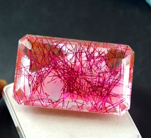 Certified 240.60 Ct Nailing Emerald Natural Pink Rutilated Quartz Loose Gemstone - Picture 1 of 8