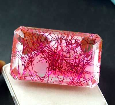 Certified 240.60 Ct Nailing Emerald Natural Pink Rutilated Quartz Loose Gemstone - Image 1 of 4