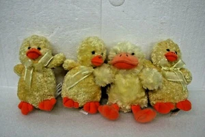 Vtg Atico Inc. International Set of 4 Yellow Ducklings 6" Plush Stuffed Toy Cute - Picture 1 of 9