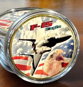 Moneda Desafío-F-15 AVIÓN DE COMBATE TÁCTICO ÁGUILA Foto Jet Fuerza Aérea de los Estados Unidos USAF - Imagen 1 de 4