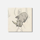 Rhino Head Animal 4'' X 4'' Square Wooden Coaster