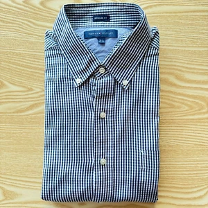 Tommy Hilfiger Large Shirt Mens Check Blue 25" Pit-to-Pit Designer 16.5" Collar - Picture 1 of 10