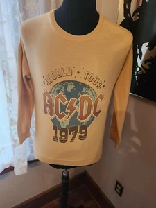 Sudadera para mujer AC/DC XS 2021 World Tour 1979 amarilla acogedora - Imagen 1 de 2