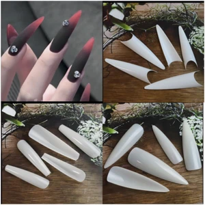 Curve Fake Nails Clear Natural Acrylic Artificial Nail Art Tips 500pcs - Picture 1 of 26