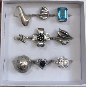 Lot Of 20 Vintage 925 Sterling Silver Rings Necklaces Earrings Bracelets - Picture 1 of 24