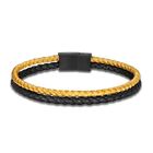 Bracelet corde en cuir double brin minimaliste noir boucle en acier inoxydable enveloppe