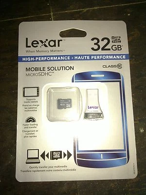 Lexar Media 32GB High Speed MSDHC Mobile card usb reader lsdmi32gbsbnar New - Image 1 of 2