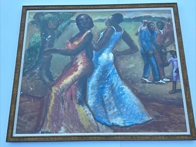 Jo Cain PINTURA ANTIGUO MURAL WPA ESTUDIO LISTADO AMERICANO GRANDE NEGRO AMERICANO Foto 1 de 4