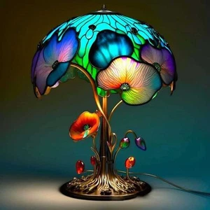 Colored Resin Flower Mushroom Series Table Lamp 5.9 Inch Table Lamp Night Lamp - Picture 1 of 8