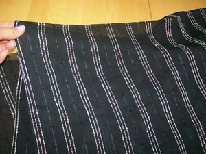 New Black Sheer Sequin Trim Striped Apparel Scarf Fabric Material 1 1/2 Yards  - Picture 1 of 7