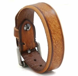 MEN/ Women Vintage Brown Genuine Leather Wristband/ Leather Bracelet 7"-8.5"