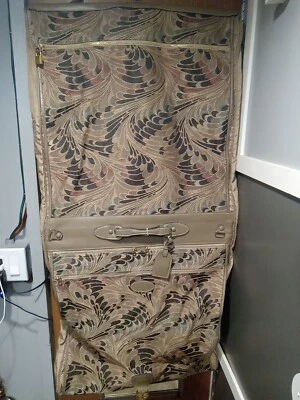 Винтажная сумка для одежды French Lgage Company, гобелен, кожа, латунь, имеет износ (BB) - Изображение 1 из 4