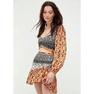 Free People Naomi Conjunto Estampado Manga Larga Volantes Falda Conjunto Falda Dos Piezas Talla XS - Imagen 1 de 6