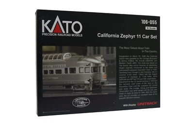 Kato 106-055 N Scale California Zephyr 11 Car Set With Display Unitrack - NIB - Image 1 of 4