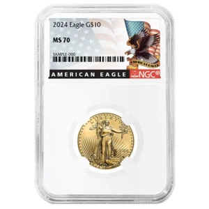 2024 $10 American Gold Eagle 1/4 oz NGC MS70 Black Label - Picture 1 of 2