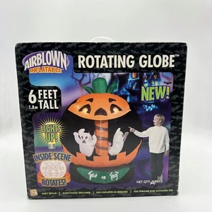 Globo de calabaza fantasma iluminado giratorio de Halloween inflable soplado por aire Gemmy 6 pies NUEVO - Imagen 1 de 4