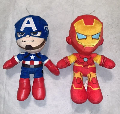 Lote de 2 Peluche Marvel 9” Iron Man y Capitán América 2021 Foto 1 de 4
