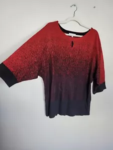 Notations Red Black Sparkle Glitter Ombre Top Shirt Party Glam Formal Women's XL - Picture 1 of 12