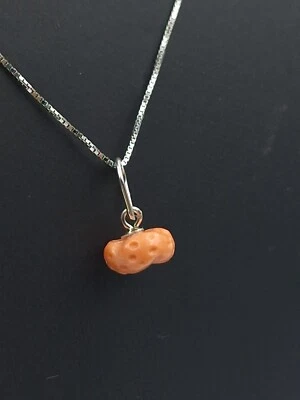 Collana ciondolo corallo Rosa Antico del Giappone Naturale e Argento 925  50 cm - Immagine 1 di 4