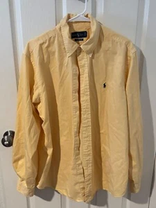 Camisa Ralph Lauren Para Hombres XL Abotonada L/S Amarilla Oxford Calce Clásico Carne Poni - Imagen 1 de 3
