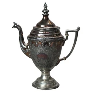 Antigua tetera floral plateada C1890 - Imagen 1 de 8