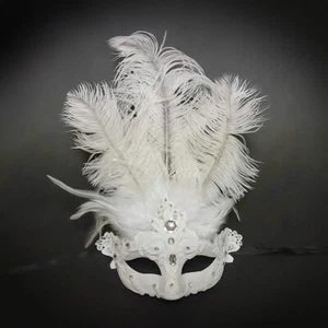 Venetian Masquerade Mask Women with Feathers Halloween Party - Picture 1 of 13