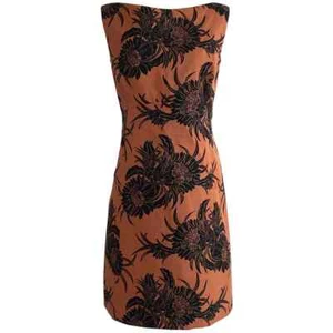 Prada Rust Orange and Black Floral Print Cotton Shift Dress IT 44 US 6/8 - Picture 1 of 9