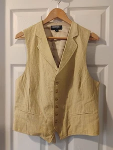 Rikken Vintage Mens Vest Beige Made In USA Medium - Picture 1 of 8