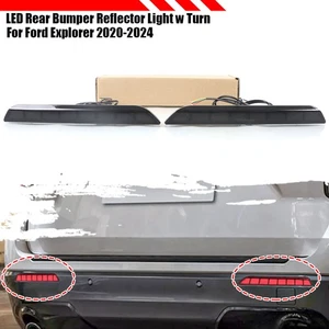 Smoked LED Rear Bumper Reflector Fog Brake Lights w Turn For Ford Explorer 20-24 - Foto 1 di 5