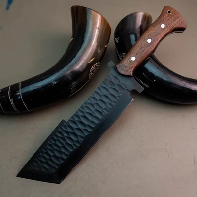 Gift-Ready 13.9" Damascus / Steel Knife Full Tang Hunt it Hunt + Leather Sheath - Image 1 of 4