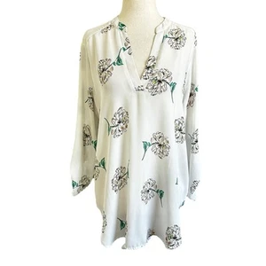 Üppige mehrfarbige transparente ungefütterte geblümte Bluse Damen Top Größe Large | 63-3 - Bild 1 von 6