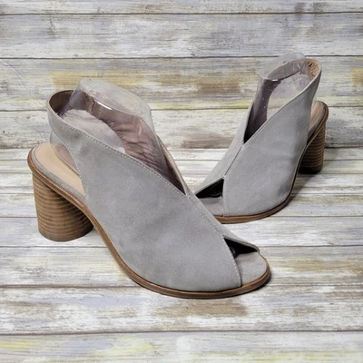 Anthropologie Tracy Slingback Shooties Gris Gamuza Peep Toe Tacones EU 40 US 9-9.5 Foto 1 de 4
