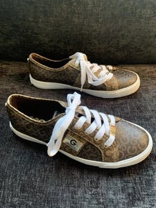 NEW GBG Los Angeles Shoes Womens Size 8.5M All Over Logo Brown & Gold Sneakers - Picture 1 of 7